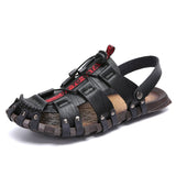 Plus Size Men Leather Sandals 2023  Luxury Genuine Leather Men Shoes Summer Men&#39;s Beach Sandals Soft Roman Sandals Slippers