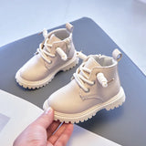 Baby Kids Short Boots Boys Shoes Autumn Winter Leather Children Boots Fashion Toddler Girls Boots Boots Kids Snow Shoes E08091