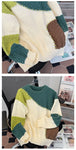 2024 Autumn/winter New Men's Sweater Japanese Style Color Blocking Hong Kong Street Round Neck Pullover Casual Knitted Top