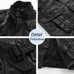 Men Winter Long Thick Fleece PU Leather Jacket Mens Streetwear Casual Business Clothing Pocket Leather Jackets Coat Outwear Men