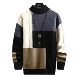 Color matching sweater men's long-sleeved pullover all-in-one casual sweater