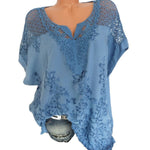 Large Size Loose Short-Sleeved Lace Women Blouses Cotton Blouses 2022 Summer Shirt Tops Sexy Fashion Women Shirt