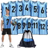 Scrimmage Training Vest (12 Pack) Team Sports Pinnies Jerseys for Adult Youth Soccer Bibs Numbered Practice Jerseys