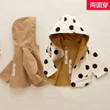 Children Jackets Girls Double Sided Outerwear Toddler Sport Coats Kids Hooded Clothing Spring Autumn Boys Polka Dot Trench Coat