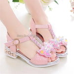 Girls Flat Heel Sandals Kids Girls Spring Summer Little Kids Princess Dress Bow Fashion Teenage Shoes