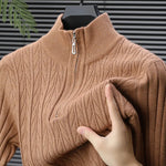 High-quality Semi-high-neck Men's Business Casual Sweater 2024 New Warm, Stretchy Striped Men's Pullover M-4XL