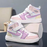 Fashion Kids High Top Sneakers for Girls Ankle Protect Basketball Shoes Children Casual Sports Shoes Pink Color Running Shoes