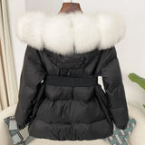 OFTBUY 2024 Winter Jacket Women Real Natural Fox Fur Collar Hooded Thick Warm 90% White Duck Down Coat Female Streetwear Casual