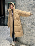 Vielleicht 2023 Korean Jacket Women Winter X-long Parkas Solid Hooded Thicken Warm Female Snow Wear Coat Padded Loose Clothes