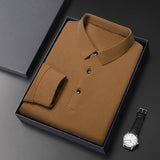 New Men's Long Sleeve T Shirt Button Lightweight Lapel Loose Polo Shirt Solid Color Top