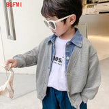 Children's clothing for boy Coat Spring Autumn Jacket Denim collar Patchwork top Fake two shirts Kids Outerwear 2-9 Y