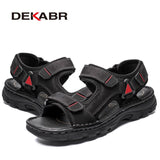 DEKABR Size 48 Male Genuine Leather Sandals Summer Casual Men Shoes Vacation Beach Shoes Fashion Outdoor Non-Slip Sneakers