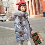 2023 Girl Winter Down Jacket Faux Fur Waterproof Hooded Long Girl Winter Outerwear Coat 5-16 Years Teenage Girl Parka Snowwear