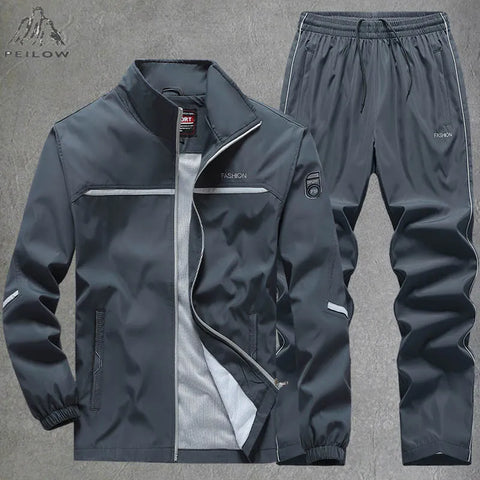 Men's Tracksuit Athletic Casual Jogging Gym Sweatsuit 2 Piece Jackets + Sweatpants For Running Football Training Sports Suit Men