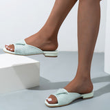 Elegant Woman Shoes with Low Heels Summer Ladies Sandals Bling Rhinestones Slip-on Street Peep Toe Women&#39;s Beach Footwear Slides