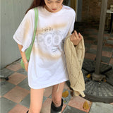 2023 Summer New Letter Print Loose Casual Short Sleeve T-Shirt Women + Hollow Sunscreen Lace-Up Knit Sweater Two-piece Suit