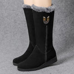 2024 Winter Warm Chelsea High Fur Boots Women  Shoes for Women Chunky Mid-calf Plush Snow Flat Boots ZIP Fashion Botas Mujer