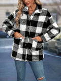 Cross border European and American autumn/winter square plaid lapel women's coat