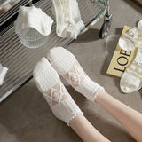 5 Pairs/Lot Socks Women's Summer Transparent Short White Low Tube Cool Socks Set Cute Print Ankle Foot Cover Fashion New Kawaii