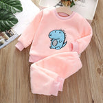 Bear Leader Girls Clothing Sets Winter Flannel Homewear Set Children's Pajamas Boys and Girls Thick Coral Velvet Two-piece Set