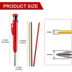 Solid Carpenter Pencil Set With 6 Refill Leads Built-in Sharpener Marking Tool Woodworking Deep Hole Mechanical Pencils