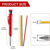 Solid Carpenter Pencil Set With 6 Refill Leads Built-in Sharpener Marking Tool Woodworking Deep Hole Mechanical Pencils