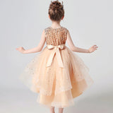 2023 Hot style Summer Sequin Lace Tuxedo Wedding Dress for girls 3-13 years old Sleeveless fluffy Mesh gauze Doveark brand