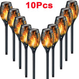 1/2/4/6/8/10Pcs Solar Flame Torch Lights Flickering Light Waterproof Garden Decoration Outdoor Lawn Path Yard Patio Floor Lamps