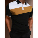 Men Summer Short Sleeve Spell Color Polo Shirt , Men Slim Fit Sport Golf Polo Shirt .