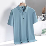 Ice Silk Traceless T-shirt Men's Light Business Solid Color Half Sleeve Top Silk Smooth Breathable Traceless POLO Shirt