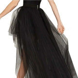 Women's Punk Skirt Female Gothic Tulle Skirt Long Skirt Ball Gown Black Mesh Shows Dance Party Skirts