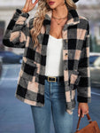 Cross border European and American autumn/winter square plaid lapel women's coat