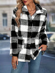 Cross border European and American autumn/winter square plaid lapel women's coat