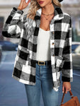 Cross border European and American autumn/winter square plaid lapel women's coat