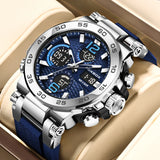 LIGE New Watches For Men 50M Waterproof Clock Alarm reloj hombre LCD Dual Display Wristwatch Quartz Military Sports Mens Watch