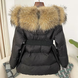 OFTBUY 2024 Winter Jacket Women Real Natural Fox Fur Collar Hooded Thick Warm 90% White Duck Down Coat Female Streetwear Casual