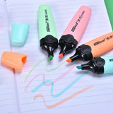 6 Pcs/set Highlighter Pastel Colors Chisel Tip Marker Pen Flat Single Head Light Color Oblique Drawing Fluorescent Pen Markers