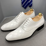 Size 6 To 13 Classic Italy Mens Oxford Real Leather Shoes White Lace Up Pointed Toe Wedding Party Dress Formal Shoes for Men