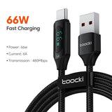 Toocki 100W Display USB C To USB C Cable PD Fast Charger Cord Type C To Type C Cable For Xiaomi Poco Samsung Huawei MacBook iPad