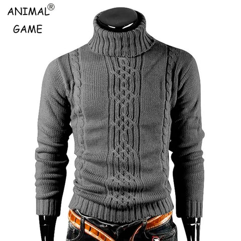 Autumn Winter Men's Warm Sweater Long Sleeve Turtleneck Sweater Retro Knitted Sweater Pullover Sweater