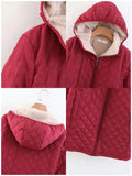 Women's Jacket Winter Hooded Warm Lamb Down Lining Parkets Mid Length Casual Jacket Cotton-padded Jacket Oversize Winter Coat