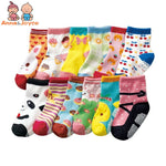 12pair/Lot Non Slip Toddler Socks  with Grip for Boys Girls Baby Infants Kids Anti Skid Cotton Crew Socks 1-7Years