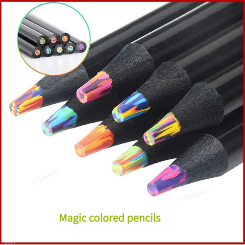8pcs Large Rainbow Pencils In Different Colors Wooden Colored Rainbow Pencils for Kids Adults Multicolored Pencils for Drawing