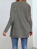 Women Fashion Houndstooth Printed Outerwear Casual Full Long Sleeve Jacket Coats Ladies Chic Outerwear Tops