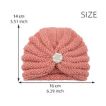 Baby Headband Hat Crochet Knitted Pearls Flower Hat Warm Caps Infant Baby Girl Boy Winter Beanie Turban Baby Hair Accessories