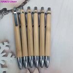 4Pcs Set Bamboo Wood Ballpoint Pen 1.0mm Bullet Tip Blue Black Ink Signature Ball Pen Office School Wrting Stationery