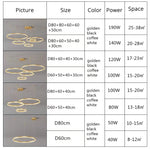 Modern LED Circle Ceiling Chandelier Lustre Lamp Indoor Lighting For Living Room Study Bedroom Lamps Round Rings Home Decoration