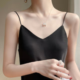 Fashion Silky Camisole Women&#39;s Inner With White Bottoming Satin Top Summer V-neck Thin Section