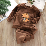 Bear Leader Girls Clothing Sets Winter Flannel Homewear Set Children's Pajamas Boys and Girls Thick Coral Velvet Two-piece Set