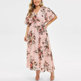 Fashion Plus Size 3XL 4XL 5XL Women Dress Floral Chiffon Flower Dress Bohemian Beach Summer Dresses Urban Gypsy Ropa Vestidos